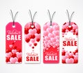 Valentines Day Sale Creative Tags In Red And White Color