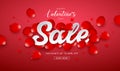 Valentines day, Sale message with red rose petal promotion banners design on red background Royalty Free Stock Photo