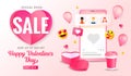 Valentines day Sale 50% off, social media web banner