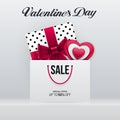 Valentines Day Sale Poster Design with Gift Box and Bag Royalty Free Stock Photo