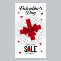 Valentines Day Sale Poster Design with Gift Box Royalty Free Stock Photo