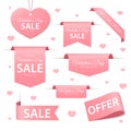 Valentines day sale tags and labels. Love collection badges. Vector illustration Royalty Free Stock Photo