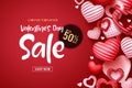 Valentines day sale vector banner design. Valentines day sale discount text Royalty Free Stock Photo