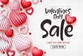 Valentines day sale vector banner template. Valentines day sale discount text