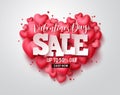 Valentines day sale vector hearts. Valentines day sale text with heart shape