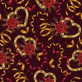 Valentines day seamless background with romantic symbols