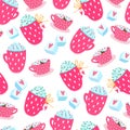 Valentines day seamless pattern with cups, hearts and small pieces of sugar