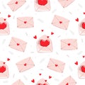 Valentines day seamless pattern with hearts, letters. Valentines day cards, gift box pattern, stickers, wallpaper