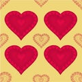 Valentines day seamless texture heart with hearts gold background vector Royalty Free Stock Photo
