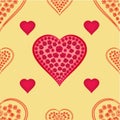 Valentines day seamless texture hearts with roses gold background vector Royalty Free Stock Photo