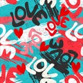 Valentines Day seamless vector pattern graffiti