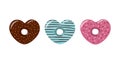 Valentines Day. Set of heart shaped donuts on white background Royalty Free Stock Photo