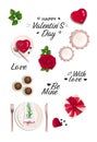 Valentines day set. Vector isolate illustrations. Happy Valentins day.