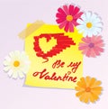 Valentines Day sketch with daisy flowers Royalty Free Stock Photo