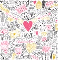 Valentines day sketch pattern Royalty Free Stock Photo