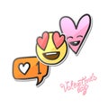 Valentines day stickers, Love emoji, icons, emoticons, vector illustration.