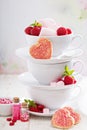 Valentines day sugar cookies in stacked cups Royalty Free Stock Photo