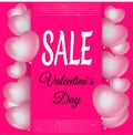 Valentines day Super sale special offer modern banner balls design template on pink background Super sale poster or