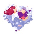 Valentines day sweet card vector flat illustration. Concept of growing love