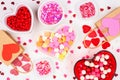 Valentines Day table scene with a mixture of candies