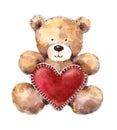 Valentines Day Teddy Bear Holding a Big Heart Royalty Free Stock Photo