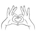 Two hands making a heart sign. Love, romantic relationship concept. Isolated vector. Royalty Free Stock Photo