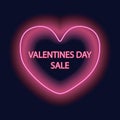 Valentines Day. Valentines Day neon sale banner sign. Banner