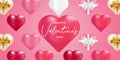 Valentines Day vector background illustration template. Valentines Day background with realistic hearts vector. Happy Valentines