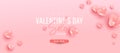 Valentines day vector design concept. Minimal pink air heart ballons fly in the air with discount text on pink background Royalty Free Stock Photo