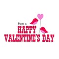 Valentines day graphic with cute birds and balloon