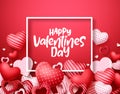 Valentines day vector hearts background. Happy valentines day greeting text