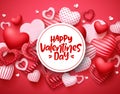 Valentines day vector hearts background template. Happy valentines day greeting text