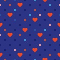 Valentines day vector seamless pattern with small hearts, circles, dots