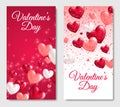 Valentines Day Vertical Banners with Glossy Hearts Royalty Free Stock Photo