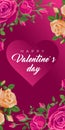 Valentines day vertical banners. Vector illustration, background for Valentine s day, cards, story with hearts. Frame with pink Royalty Free Stock Photo