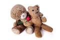 Valentines day. Vintage Teddy lovers with red rose