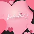 Valentines Day and Wedding background. Abstract paper art pink and black hearts. Vector illustration Royalty Free Stock Photo