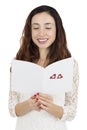 Valentines day woman reading love letter Royalty Free Stock Photo