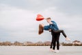 Young couple dancing passionate tango on the square in the park Royalty Free Stock Photo