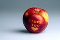 Valentines days gift. I love You apple with heart Royalty Free Stock Photo