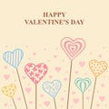 Valentines decorative hearts on sticks card