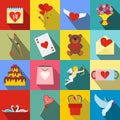 Valentines flat icons set