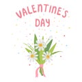 Valentines flower bouquet icon, cartoon style