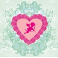 Valentines frame with a sweet cupid