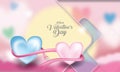 Valentines Greeting Card Using Love Heart Clouds and Simple Ornaments
