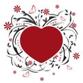 Valentines heart, butterflies and floral pattern