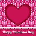 Valentines heart card lace design vector