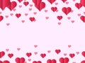 Valentines heart design banner. Decorative valentines day love borders, cute paper elements shape of heart, folded paper