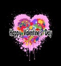 Valentines Heart made of colorful splashes of paint on black background Royalty Free Stock Photo
