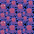 Valentines hearts seamless octopus monsters pattern for wrapping paper and festive accessories